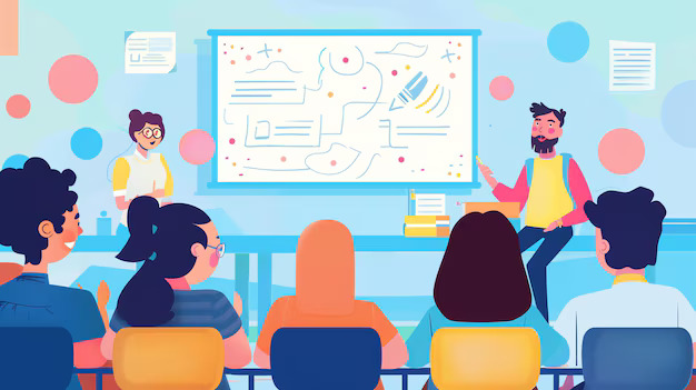 illustration-classroom-setting-with-teacher-explaining-something-group-students_14117-676058
